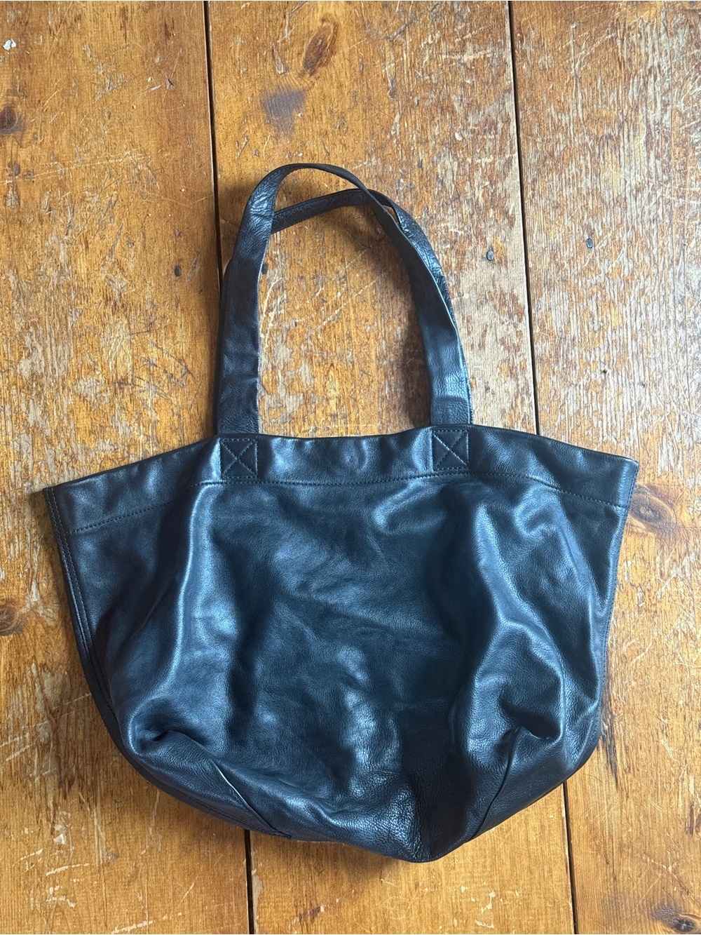 Madewell Piazza Oversized Black Leather Tote